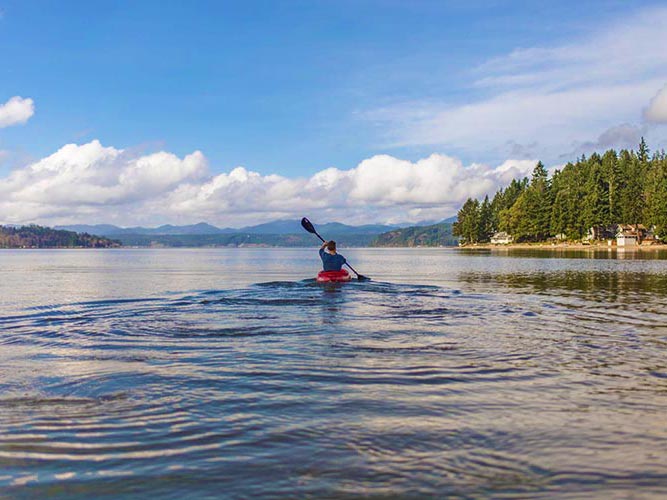 Kayaking on lake